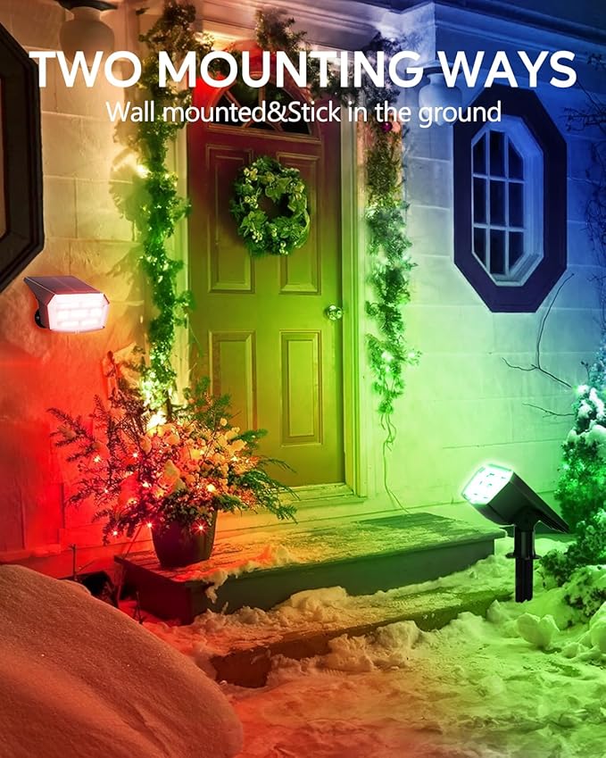 HIBOITEC Solar Spot Lights Outdoor Color Changing 59LED Landscape Lighting Solar Powered Uplights Waterproof Dusk to Dawn for Christmas Decorations Garden Yard Outdoor 8 Packs Multicolor