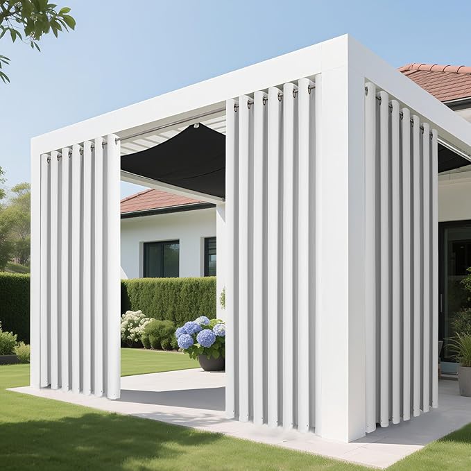 Joydeco Blackout Patio Sliding Door Curtains 84 Inches Long, Grommet Privacy Room Divider Curtains, Extra Wide Thermal Blackout Drapes for Bedroom Living Room (Pure White, 70Wx84L, 1 Panel)