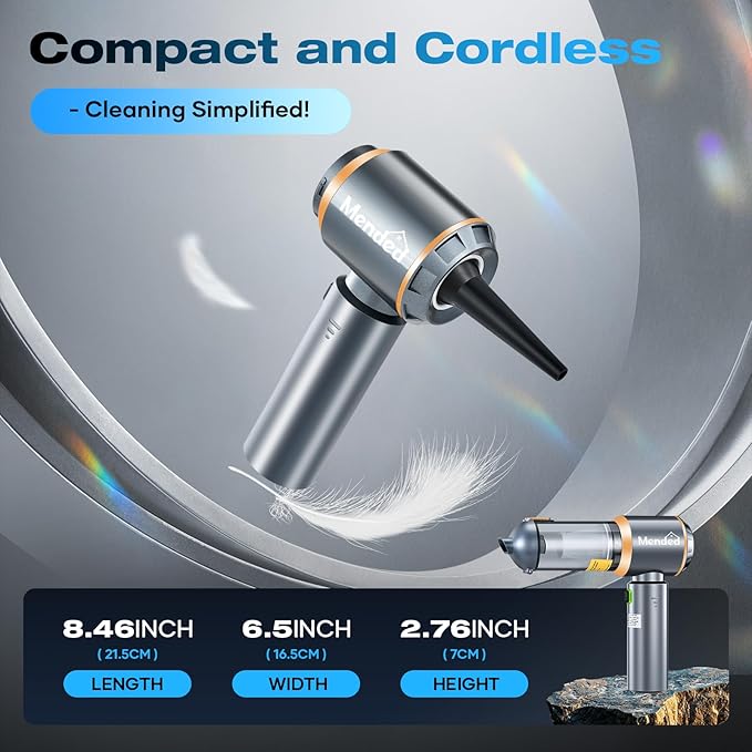 MENDED Handheld Car Vacuum Cleaner 15000PA Portable,Cordless 3 in 1 Handheld Vacuum with 2025 Upgrade Brushless Motor and Type C for Car,Office and Home Cleaning HL127 (Rose Gold)