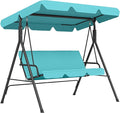 Outsunny 3-Seat Outdoor Patio Swing Chair with Removable Cushion, Steel Frame Stand and Adjustable Tilt Canopy for Patio, Garden, Poolside, Balcony, Backyard, Green