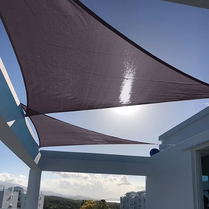 SUNNY GUARD Custom Size 14'x14'x14' Dark Grey Sun Shade Sail Triangle UV Block Shade for Backyard Yard Patio Deck Garden(Customized)