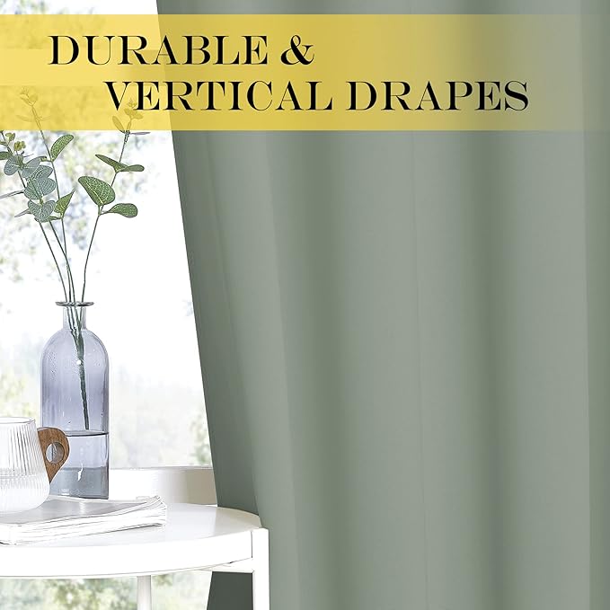 NICETOWN Blackout Sage Green Curtain & Drape for Bedroom - Grommet Top Thermal Insulated Room Darkening Energy Saving Privacy Drapes for Living Room, 1 Piece, W52 x L63