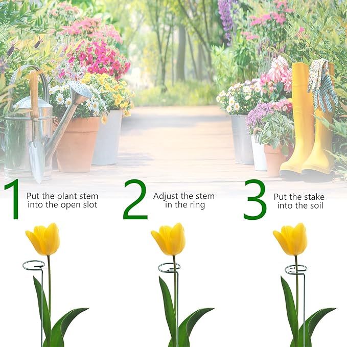 24 Inch 20 Packs Plant Support Stakes, Garden Single stemmed Plant Support Hoops Plant Prop for Flowers Orchid Tomatoes Peony Lily Rose Gladiolus (24 inch)