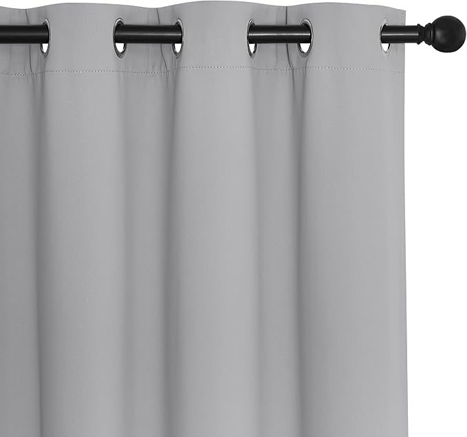 NICETOWN Blackout Curtains 72 inches Long, Grommet Privacy Window Treatment Thermal Insulated Room Darkening Sliding Glass Door Drape for Bedroom Living Room, 1 Panel, W100 x L72, Silver Grey