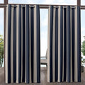 Exclusive Home Canopy Stripe Indoor/Outdoor Grommet Top Curtain Panel, 54"x96", Navy / Sand, Set of 2