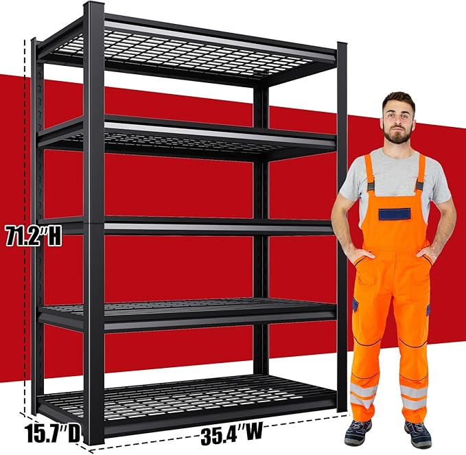 Set of 3 71"H Garage Shelving-3000LBS 5 Tier Storage Shelves,Adjustable Heavy Duty Metal Shelving Unit and Storage Large Wire Rack,Utility Steel Shelf For Shop Warehouse Industrial Pantry 71"x35"x16"