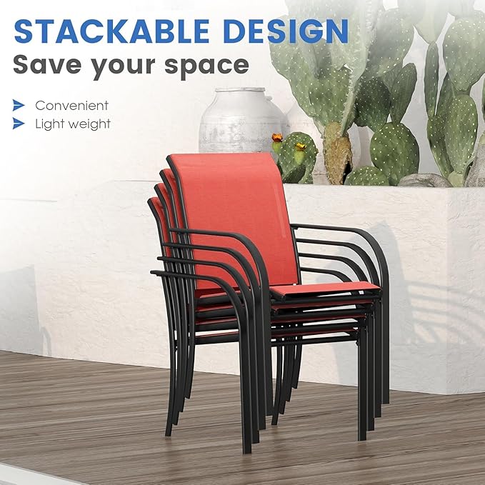 VICLLAX Patio Table and Chair Set of 10, All Weather Metal Round Outdoor Dining Furniture Set-59.9" Round Outdoor Table and Chairs, Black Tabletop