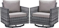 Belord Wicker Chairs Outdoor Bistro Set Oversize Patio Swivel Rocker, Rattan Outdoor Seating Set of 2 Swivel Glider Chairs Wicker Furniture for Porch Deck Backyard with Water-Resistant