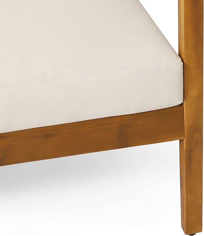 Brooklyn Outdoor 3 Seater Sofa with Cushions - Acacia Wood - Teak/Beige