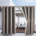 DIVA EN CAMINO DEC Outdoor Patio Curtain Waterproof Darkening Thermal Insulated Indoor Curtains for Bedroom, Porch, Living Room, Pergola, Cabana, W52 x L95, Taupe, Set of 2 Panels
