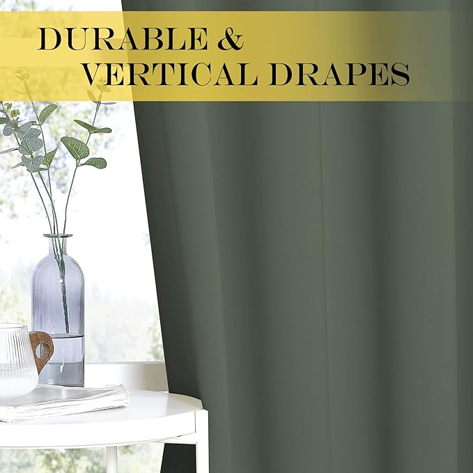NICETOWN Dark Mallard Blackout Curtains for Bedroom/Living Room 132 Inch Length - Thermal Insulated Room Darkening Grommet Top Window Curtains (100 by 132 - Inch, 1 Panel)
