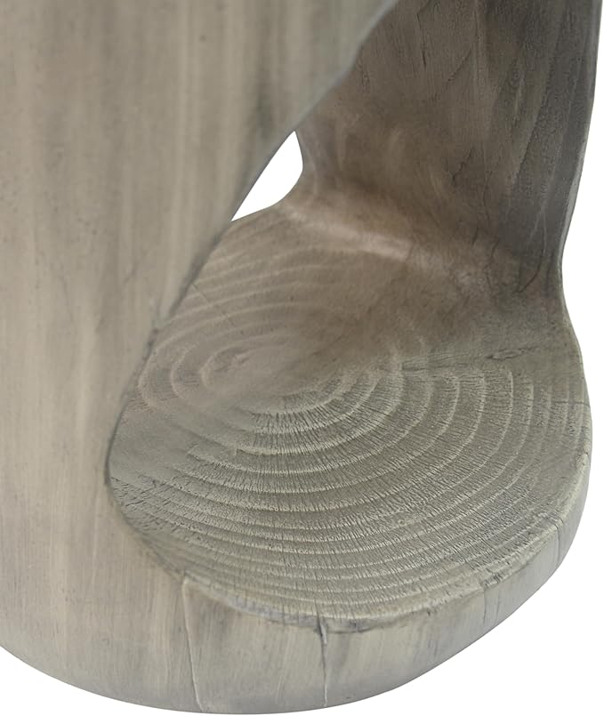 Christopher Knight Home Novi Outdoor Side Table, Hollow Round-Shaped Decorative Accent Side End Table, Garden Stool for Patio Balcony Beach Pool, Lightweight Concrete, Wood-Like Texture, Gray