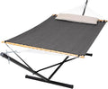 SUNCREAT Hammocks for Outside with Stand, Extra Large Double Hammocks 2 Person Heavy Duty, 450 lbs Capacity, Dark Gray