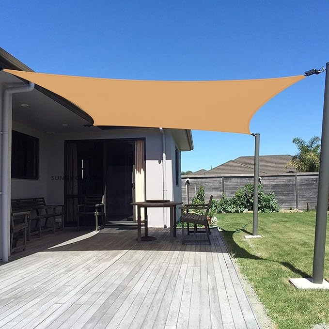 SUNNY GUARD Custom Size 12'x14' Peach Fuzz Sun Shade Sail Rectangle UV Block Shade for Backyard Yard Patio Deck Garden(Customized)
