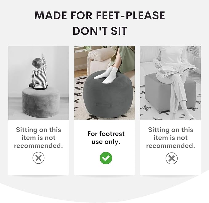 MeMoreCool Round Stuffed Pouf Ottoman Foot Rest, Floor Pouf Foot Stool with Soft Foam Chunk Filling, Small Round Ottoman Footstool Circle Footrest for Living Room, Navy