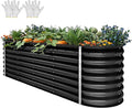 YITAHOME 24" Tall 9 in 1 Large Raised Garden Bed Kit, 8x2x2ft Galvanized Metal Planter Box with Gloves and Safety Rubber, Outdoor Above Ground Planters for Plants Vegetables Flowers, Black