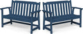 Ciokea 49" Heavy Duty Outdoor Bench Set of 2, HDPE Weatherproof Garden Bench, 2-Person Memorial Benches with 660 Lbs, Waterproof Patio Porch Benches for Outside Business Office Backyard, Navy Blue