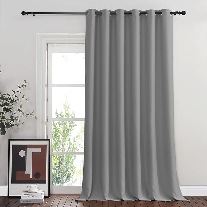 NICETOWN Outdoor Curtain for Patio Waterproof 108" Length Public Divider, Rust-Proof Grommet Blackout Thermal Insulated Privacy Outdoor Drape for Cabana/Porch, Silver Grey, 84" Wide, 1 Piece