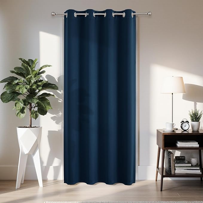 Joydeco Blackout Door Curtain for Doorway Privacy 78 Inches Long, Grommet Closet Curtain for Open Closet, Room Divider for Bedroom Living Room (Navy Blue, 52Wx78L, 1 Panel)