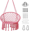Goutime Hammock Chair, Macrame Hanging Swing Chairs with Hardware Kit,Adult Boho Swings for Outside,Patio,Balcony,Bedroom (Pink (Pillows are not Included))