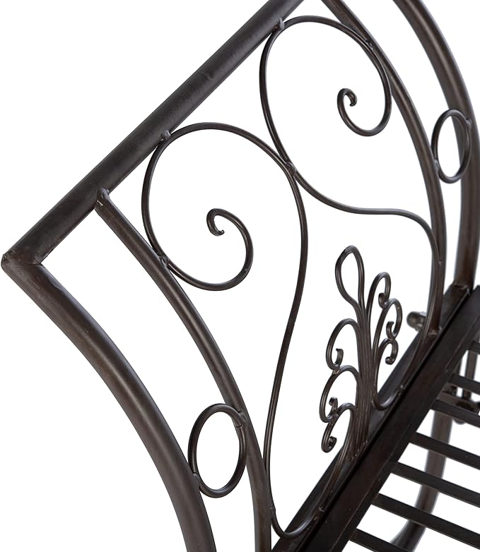 Safavieh PAT5016B Outdoor Collection Adina Rustic Brown Wrought Iron 51-inch Garden Bench