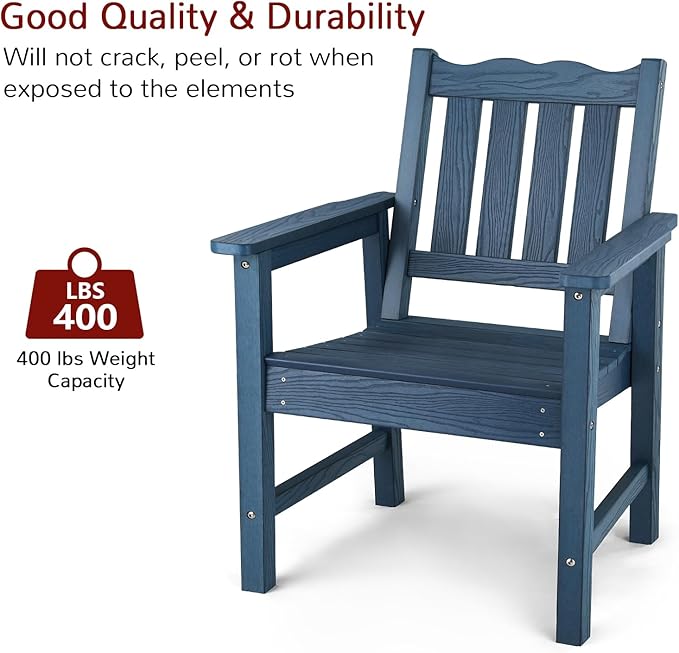 Stoog 4-Piece Patio Furniture Set, All-Weather HIPS Outdoor Dining Set, Includes 1 Bench, 2 Chairs, 1 Coffee Table, Blue