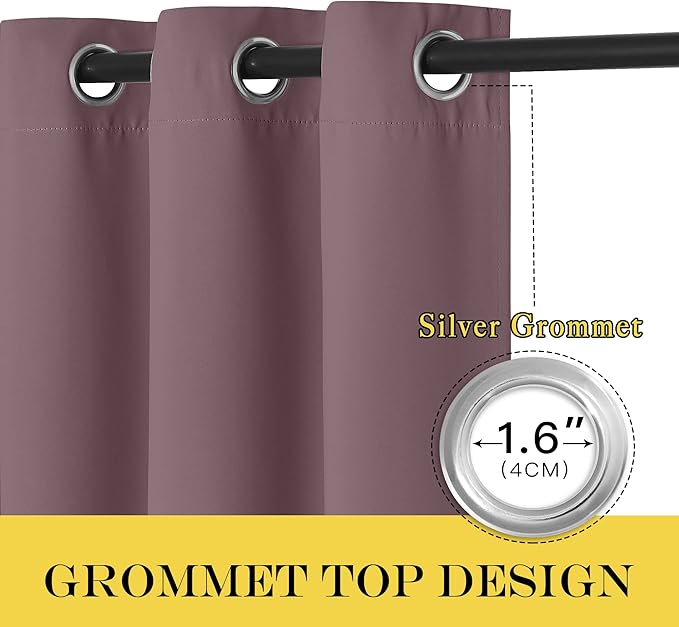 NICETOWN Blackout Patio Curtains 100 x 144 Inches Long for Sliding Door Extral Wide Blackout Curtain Panels Thermal Insulated Room Divider - Grommet Top, 100" W x 144" L, 1 Panel, Dry Rose