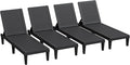 Greesum Outdoor Chaise Lounge Chairs Set of 4 with 5-Position Adjustable Backrest, Waterproof PP Sun Chaise Loungers for Garden Pool Beach Patio Deck Sunbathing, Black