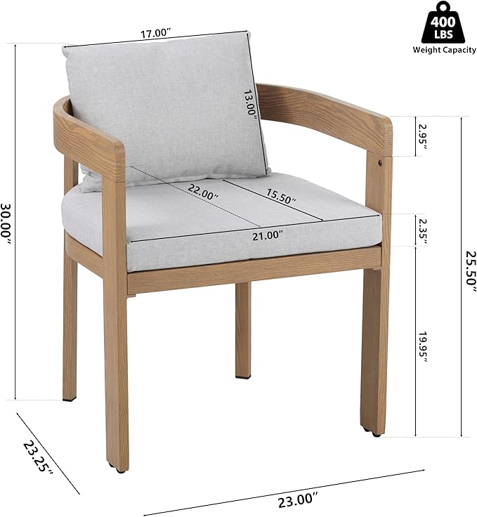 Christopher Knight Home Elko Acacia Wood Outdoor Dining Set for 6, Wooden 7 Piece Patio Dining Table Set, Outdoor Metal Dining Chair and Table Set with Cushion, Patio Furniture Set, Teak+Light Gray