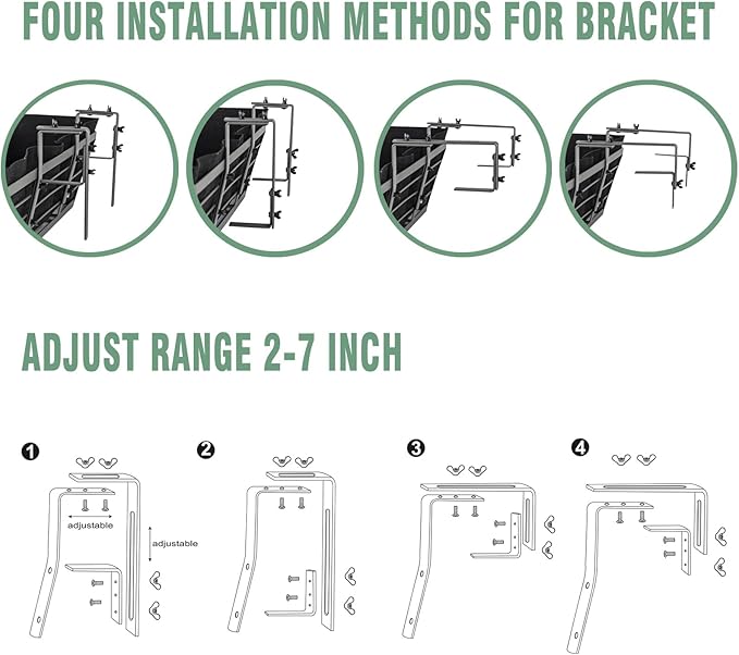 6 Pack 24 Inch Window Boxes Planter for Outdoor Plants Deck Railing Planters Box with Adjustable Brackets for Porch Fence Balcony Hanging Flower Baskets with Non-Woven Fabric Liner for Garden Decor