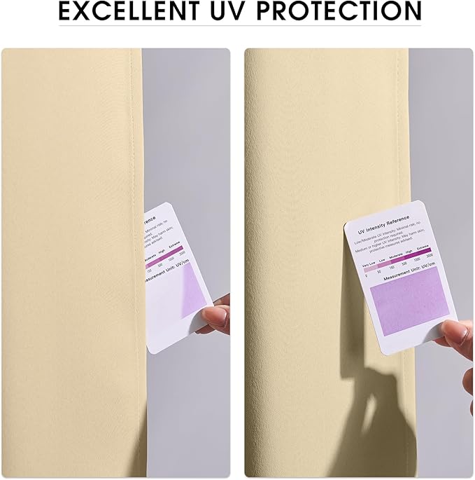 NICETOWN Fade Resistant Outdoor Curtains 2 Panels, Patio Waterproof Drapery Color Fastness Grade 4 Certification, UV Protection Blackout Shades for Porch, Deck, Pergolas, Biscotti Beige, W52 x L108