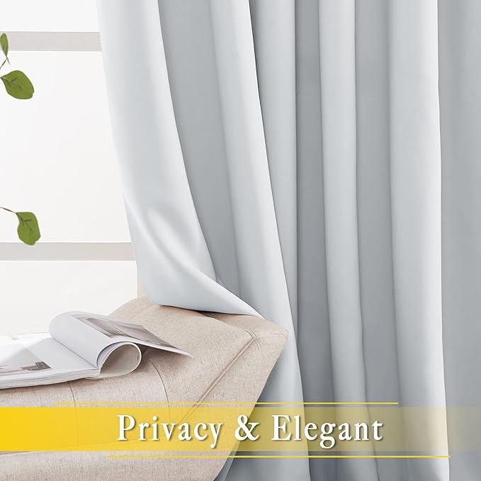 NICETOWN Patio Door Curtain Room Darkening Drapes, Grommet Light & Heat Blocking Room Divider Curtain Panel Window Drape for Bedroom/Living Room (Greyish White, W80 x L90, 1 Panel)