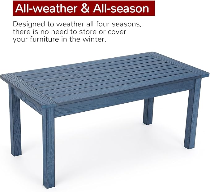 Stoog Outdoor Coffee Table, All-weahter Patio Side Table for Outside, Backyard, Porch, Garden, Balcony & Living Room, Blue