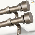 2 Pack Retro Silver Curtain Rods Set for Windows 48 to 84 Inches Adjustable Length Heavy Duty 1" Diameter Window Curtain Rod with Decorative Finials for Outdoor Bedroom Kitchen Living Room Farmhouse