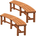 FORTUNO Outdoor Wooden Curved Backless Porch Bench Rustic Style Cedar/Fir Wood Log Fire Pit Bench for Patio Garden Deck and Backyard, 40"-54" W×13" D×16.5" H, Brown, 2 Packs
