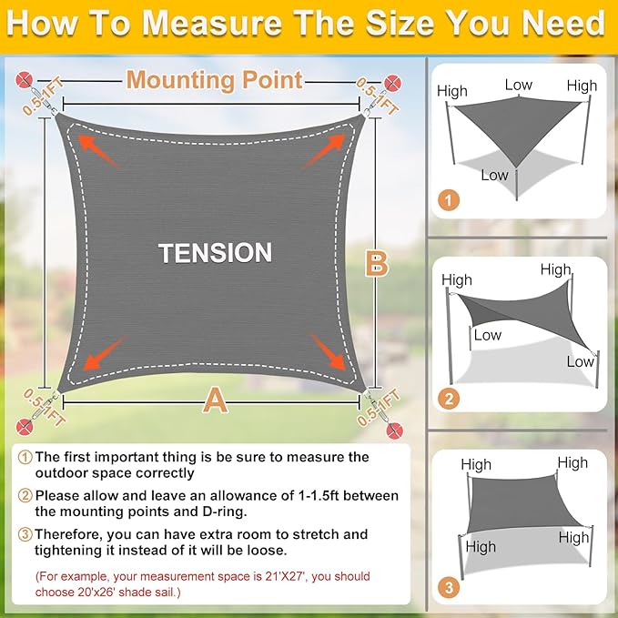 KANAGAWA Sun Shade Sail Curved 20'X26' Dark Gray Rectangle Outdoor Shade Cover UV Blovk Canopy for Patio Garden Backyard Heavy Duty Permeable 185GSM (We Make Custom Size)
