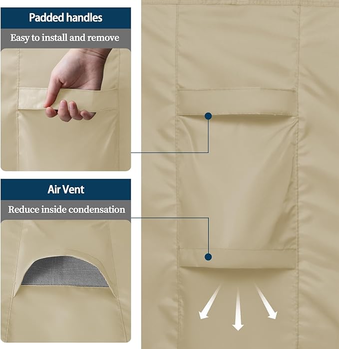 Easy-Going Rectangle Patio Furniture Cover Waterproof Outdoor Dining Table and Chair Cover Anti-UV Outside Sectional Sofa Set Covers (130"L x 84"W x 28"H, Camel)