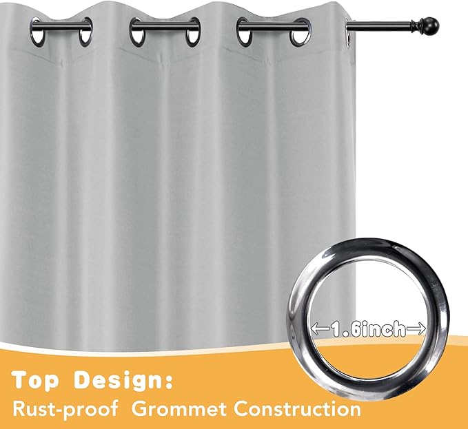 HolidayIdeas Outdoor Curtains for Patio Waterproof, 4 Panels - 54 x 108 Inch - Privacy Protection & Light Filtering Curtains Silver Grommet Outside Curtains for Porch, Gazebo, Pergola, Backyard