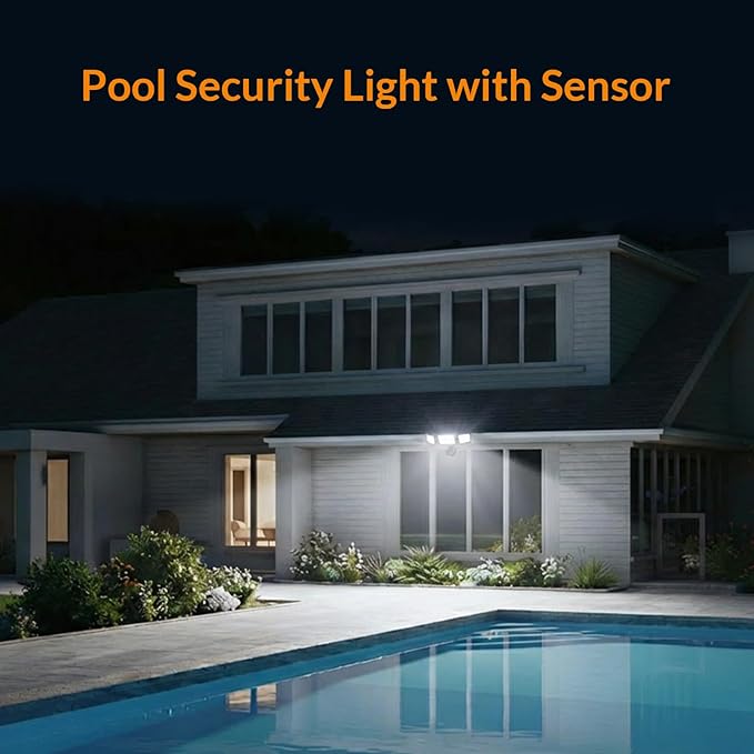 LEPOWER LED Motion Sensor Security Lights, 3 Head Motion Detected, 38W, 4200LM, Waterproof IP65, 5500K, Full Metal for Outdoor, Garage, Porch, Yard (Black)