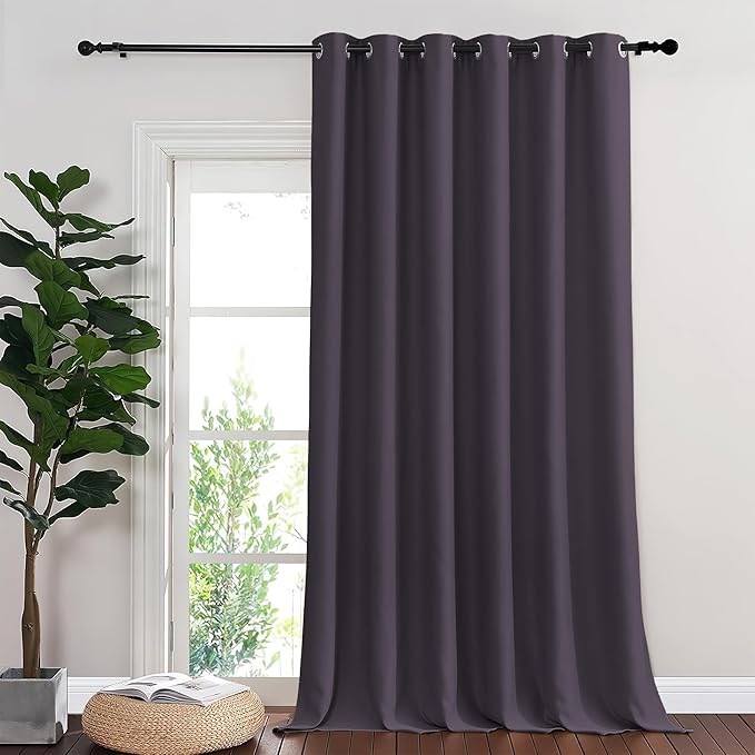 NICETOWN Blackout Curtains - Privacy Thermal Efficiency Backdrop Curtains for Bedroom Room Divider Living Room Patio Sliding Glass Door, Wide 80 x Long 144 inch, Greyish Purple, 1 Panel