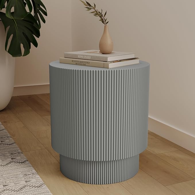 LeisureMod Eden Modern Side End Table – Indoor and Outdoor Accent Table for Living Room, Bedroom, Patio, Balcony, Porch, Garden, Small Spaces in Light Grey