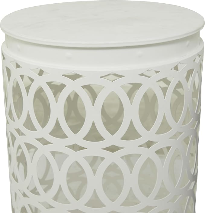 Deco 79 Metal Side End Accent Table Indoor Outdoor Nesting End Table with Carved Trellis Design, Set of 3 Side Table 23", 19", 15"H, Multi Colored