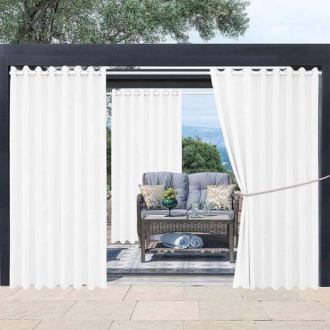 Waterproof Outdoor Curtain W105 x L108 - Grommet Top Sunlight Blocking Window Treatment Drapes Blackout Curtains for Home Bedroom Living Room Outdoor Patio Porch Pergola Cabana Gazebo (2 Panels)