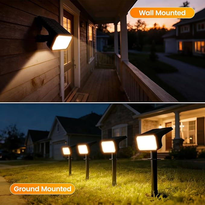 Fabrito 8 Pack Solar Spot Lights Outdoor Waterproof IP67, [108 LEDs, 4 Modes] Dusk to Dawn Spotlights with 1500mAh Battery for All Night, Landscape Lights for Tree, Yard, Pool, Pathway, Warm White