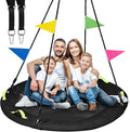 Tree Swing, 60 inch Larger Saucer Swing for Whole Family, 900lbs Weight Capacity, with Adjustable Hanging Straps, for Outdoor Backyard, Gifts for Kids, Black