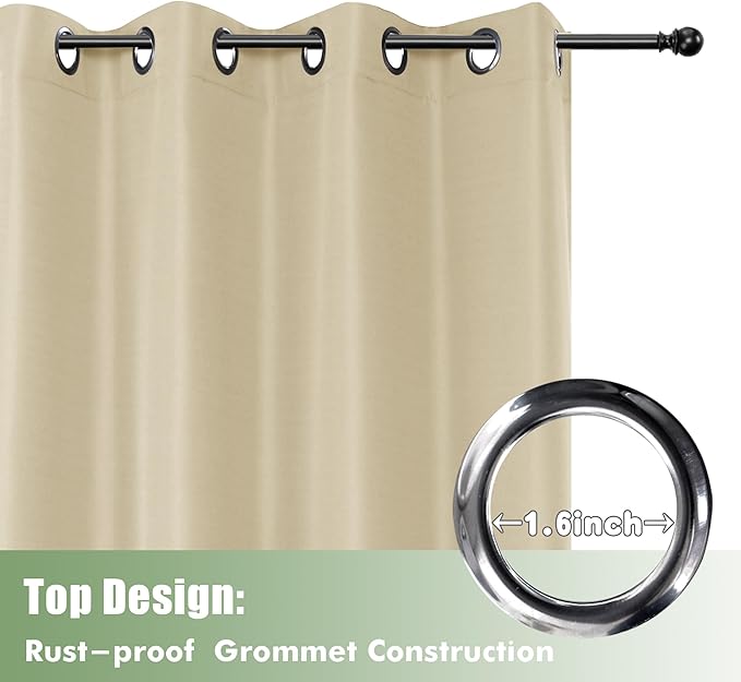 HolidayIdeas Extra Wide Outdoor Curtains for Patio Waterproof, 6 Panels - 110x84 Inches - Weatherproof Privacy Outsides Curtains for Backyard Porch Gazebo, Sunlight & UV Blocking (Cream, Grommet Top)