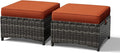 Joyside Outdoor Ottoman Set of 2, Patio Large Ottoman Foot Rest with Thickened Cushions, Outdoor Wicker Foot Stool for Porch, Deck Use