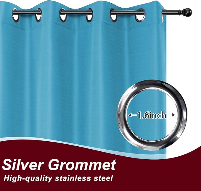 HolidayIdeas Grommet Outdoor Curtains for Patio Waterproof 8 Pcs All Weather Balcony Outside Curtains for Apartments, Gazebo, Pergolas, Porch, 54x120 Inch, Teal