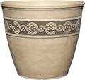 Classic Home and Garden Corinthian Resin Flower Pot Planter, Ivory Ash, 8"
