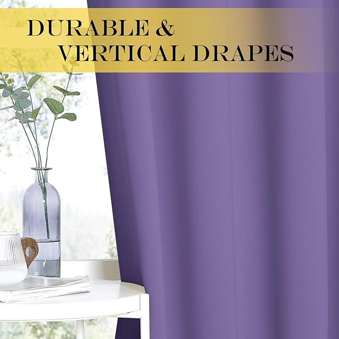 NICETOWN Patio Door Curtain Sound Blocking, Bedroom Privacy Room Divider Curtain, Thermal Insulated Blackout Closet Sliding Door Shade (1 Panel, 100" Wide x 120" Long, Lilac Purple)